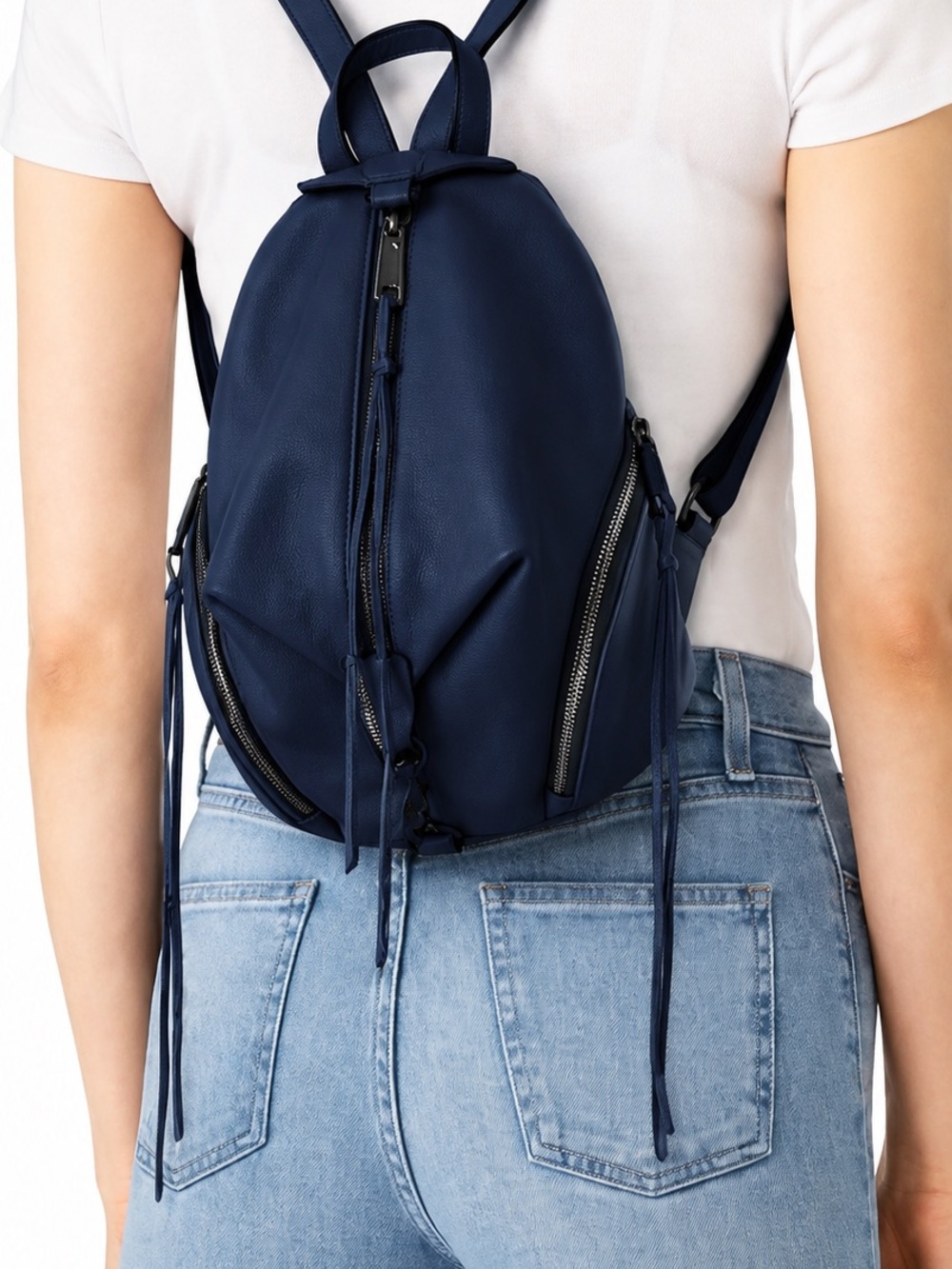 “Rebecca Minkoff Julian Mini Nylon Backpack Navy Blue Convertible Backpack.